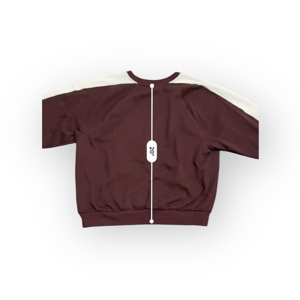 GAP Women’s Cropped Sweatshirt Small Burgundy Maroon Varsity Logo Stars Crewneck - Picture 4 of 8